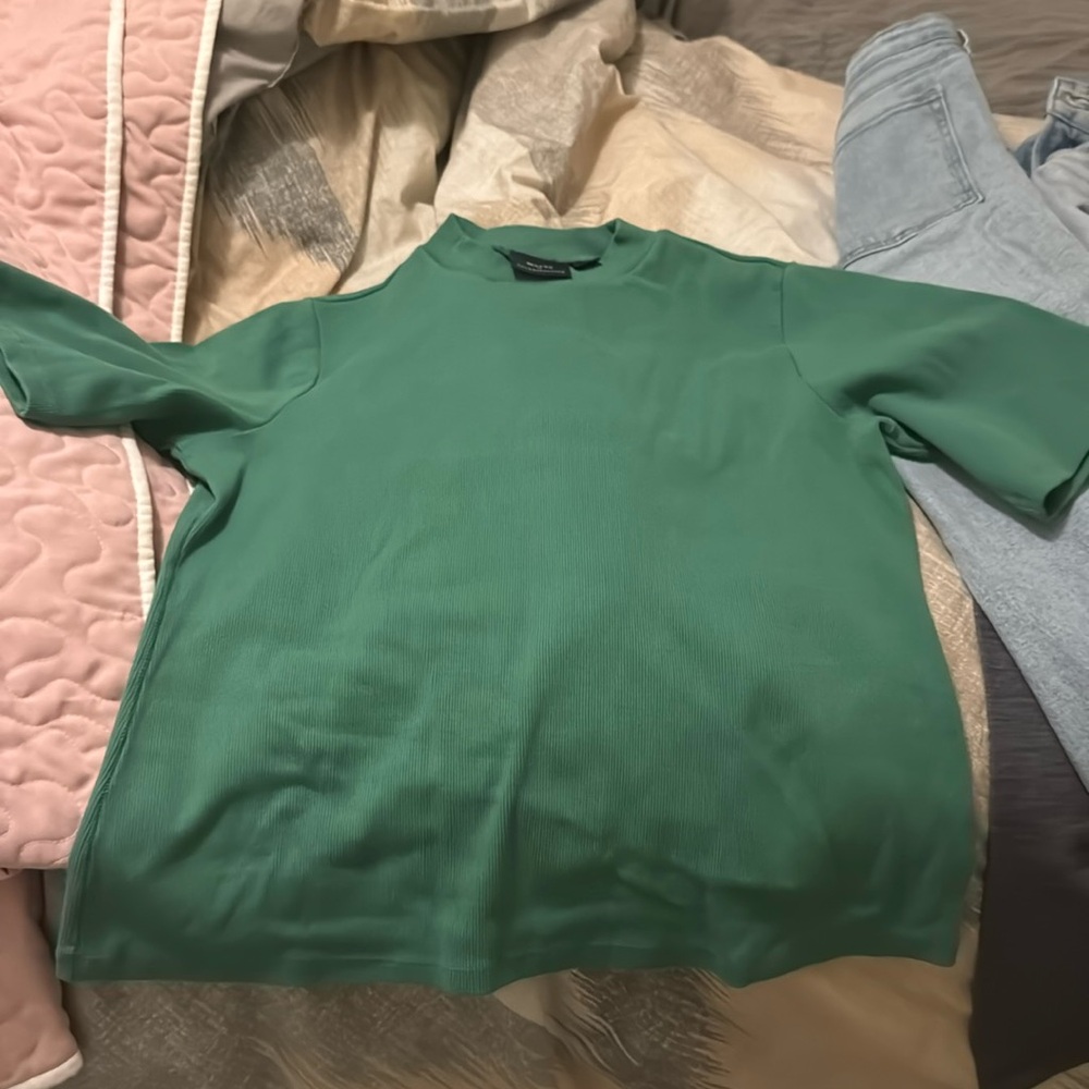 Maeve by Anthropologie green form fitting material top